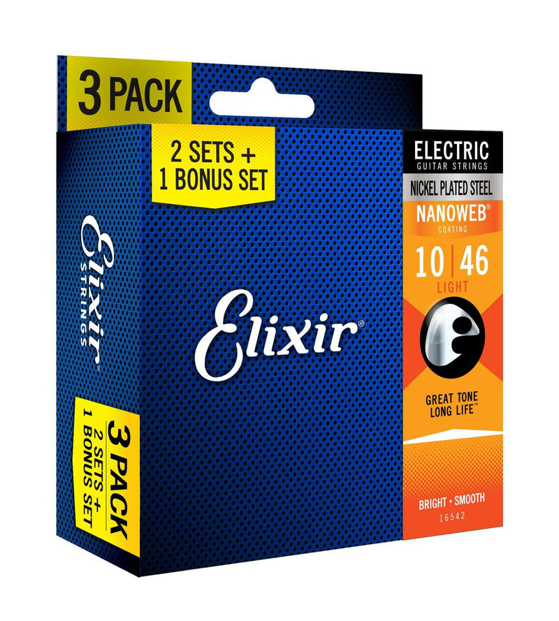 Elixir Nanoweb Electric Guitar String 10-46 | Bonus 3-Pack