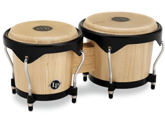 Latin Percussion Aspire Wood Bongos | Natural with Black Hardware