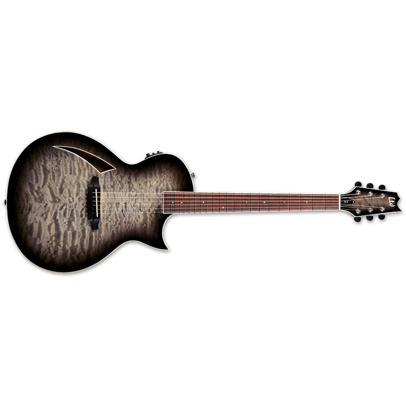 ESP LTD TL-6 QM Thinline Hybrid Acoustic Guitar | Charcoal Burst