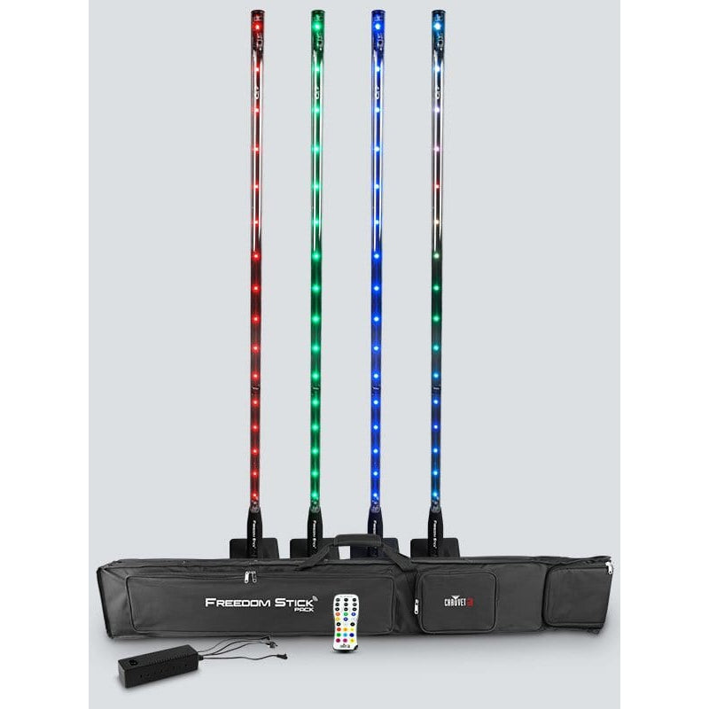 Chauvet FREEDOMSTICKPAK 4 LED Sticks w/Charger, Remote, Bag Light System