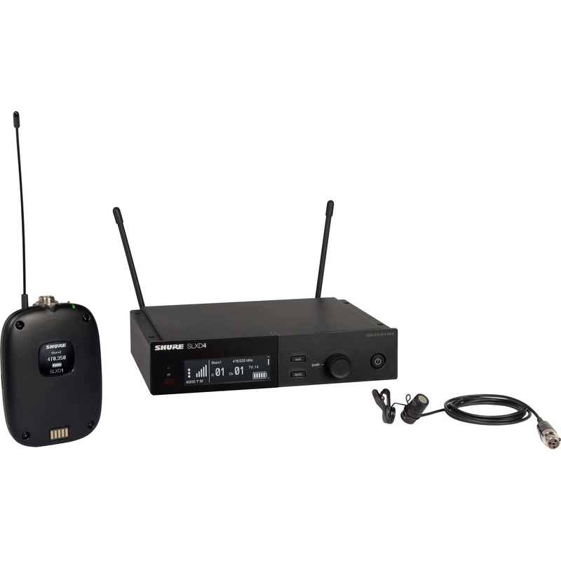 Combo System with SLXD1 Bodypack, SLXD4 Receiver, and WL185 Lavalier Microphone