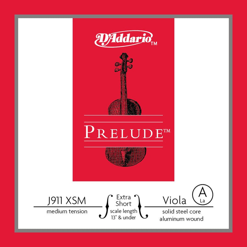 D'Addario Prelude Viola Single A String, Extra Short Scale, Medium Tension