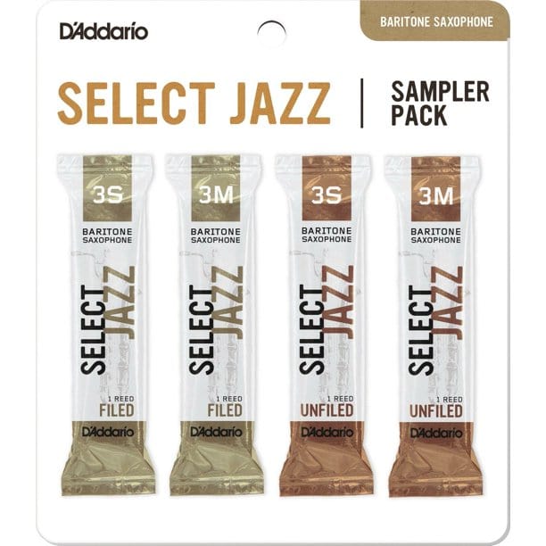 D'Addario Select Jazz Baritone Saxophone Reed Sampler Pack, 3S/3M | DSJ-L3S