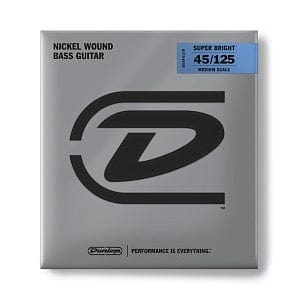 DBSBN45125M Super Bright Nickel wound bass strings, Medium Scale, 45-125 | 5-string, Dunlop