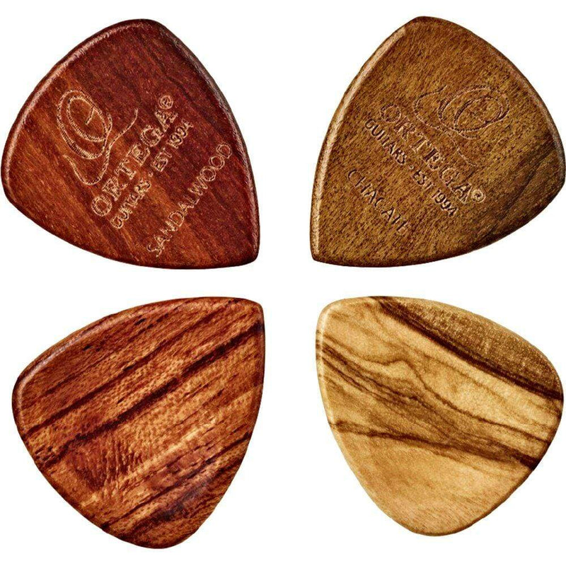 Ortega Curved Wooden Guitar Pick Variety Pack