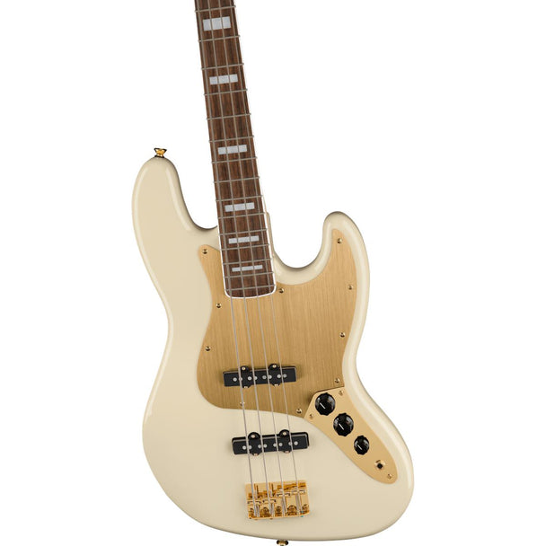 Squier 40th Anniversary Jazz Bass Gold Edition | Olympic White