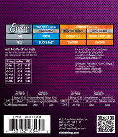 Elixir Nanoweb Phosphor Bronze Acoustic Guitar Strings 12-53 | Bonus 3-Pack