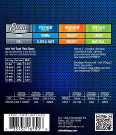 Elixir Optiweb Electric Guitar Strings Super Light 9-42 | Bonus 3-Pack