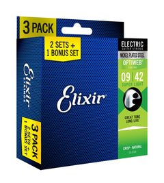 Elixir Optiweb Electric Guitar Strings Super Light 9-42 | Bonus 3-Pack