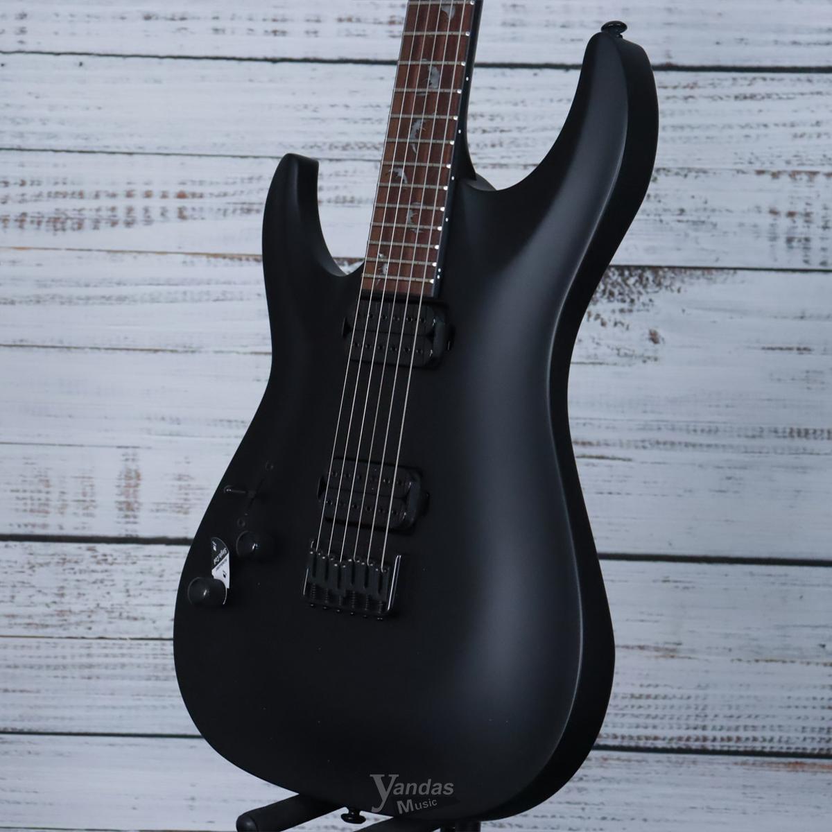 Schecter Left-Handed Damien-6 Electric Guitar | Satin Black | Maple Neck +Rosewood Fingerboard +Bat Inlays +Blackout Hardware (FREE SHIPPING)