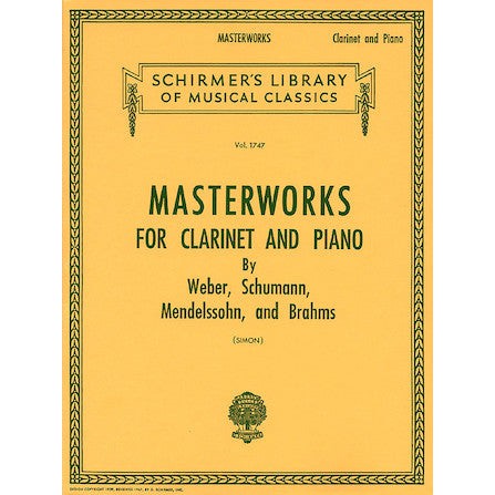 Schirmer Masterworks for Clarinet & Piano | Vol 1747
