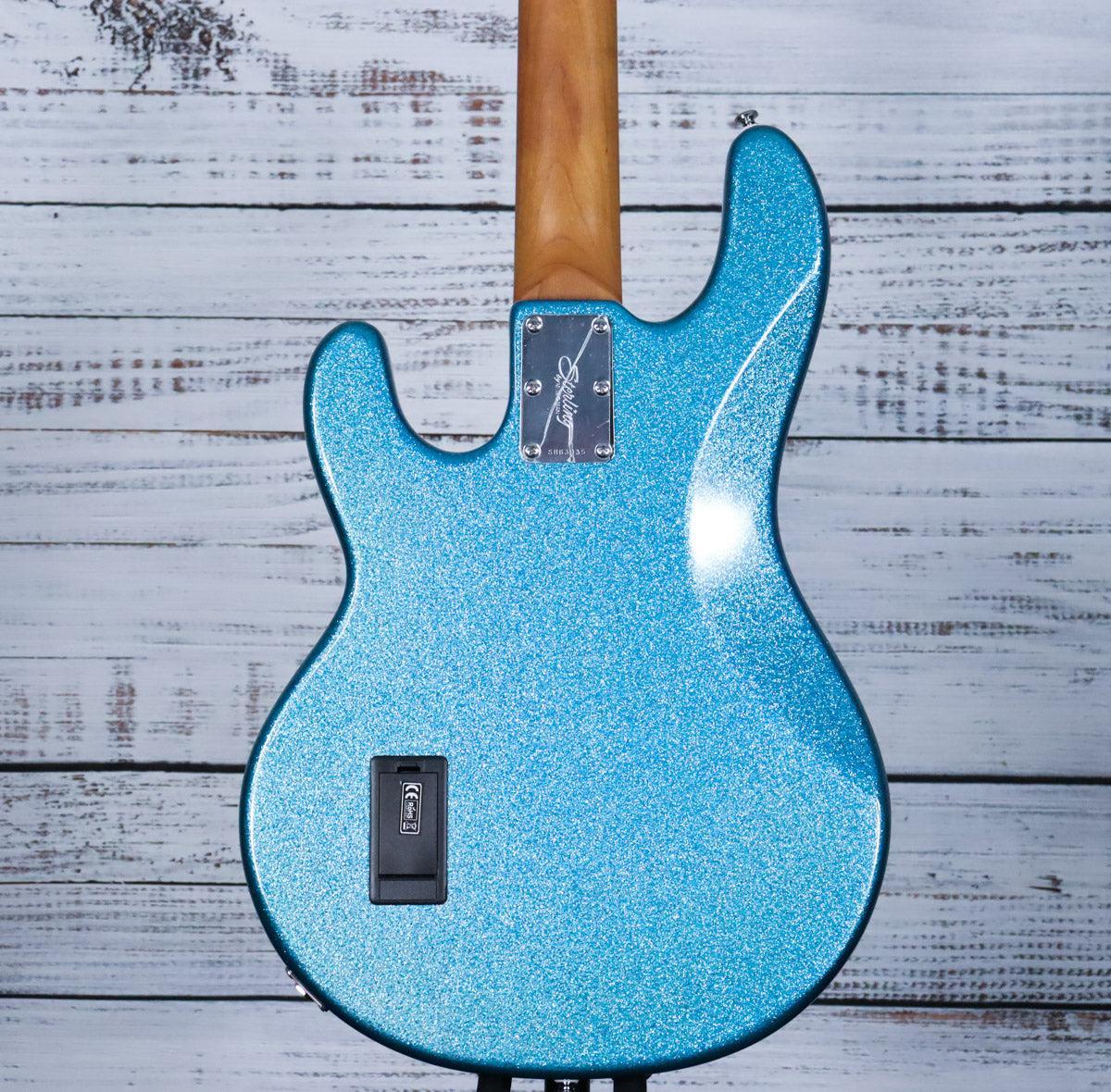 Sterling Stingray Ray34 Bass Guitar | Blue Sparkle | Shop