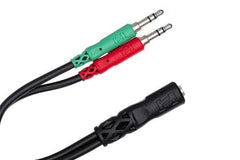 Hosa Headset/Mic Breakout Cable | 3.5mm TRRSF to Dual 3.5mm TRS