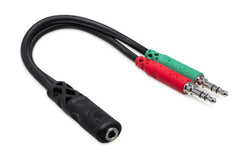 Hosa Headset/Mic Breakout Cable | 3.5mm TRRSF to Dual 3.5mm TRS