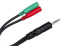 Hosa Headset/Mic Breakout Cable | 3.5mm TRRS to Dual 3.5mm TRSF