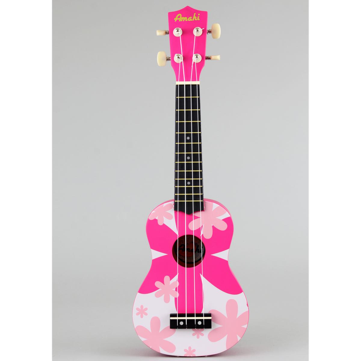 Amahi Penguin Tropical Series Soprano Ukulele Pink Flower Design