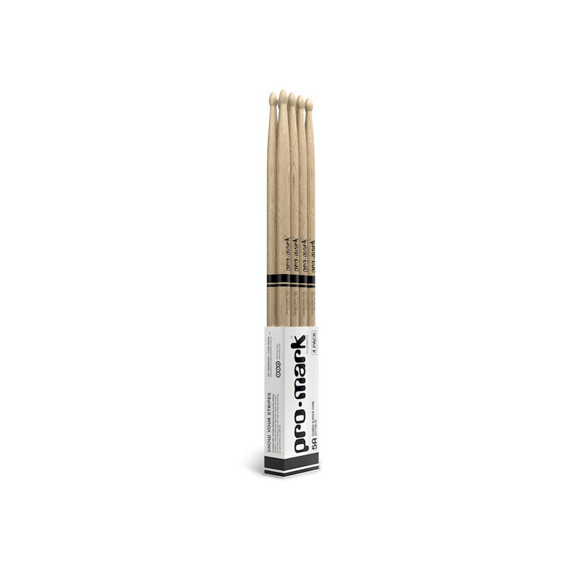 D'Addario ProMark Classic Attack 5A Shira Kashi Oak Drumstick, Oval Wood Tip, 4-Pack