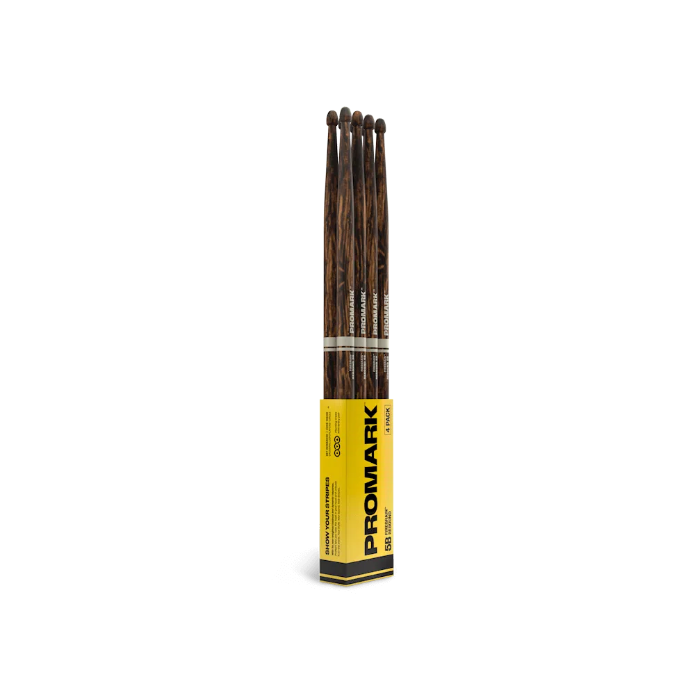 D'Addario ProMark Rebound 5B FireGrain Hickory Drumstick, Acorn Wood Tip, 4-Pack