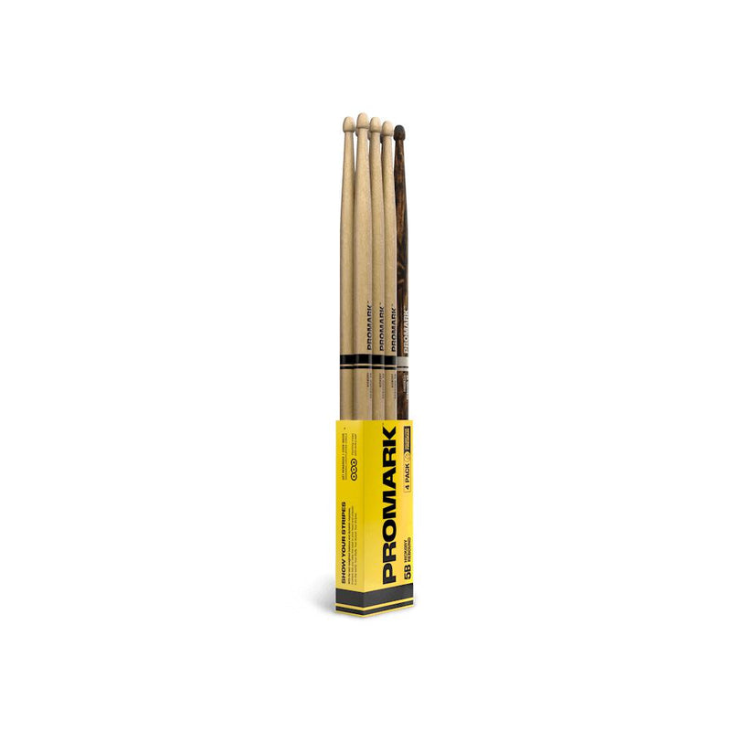 D'Addario ProMark Rebound 5B Hickory Drumstick, Acorn Wood Tip, FireGrain 4-Pack