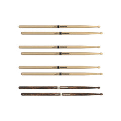 D'Addario ProMark Rebound 5B Hickory Drumstick, Acorn Wood Tip, FireGrain 4-Pack