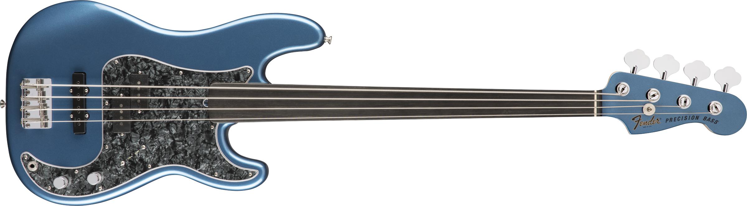 Fender Tony Franklin Fretless Precision Bass, Lake Placid Blue
