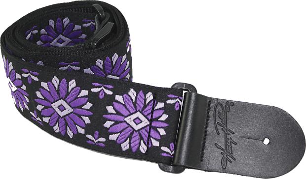 Henry Heller Woven Purple & White Floral Jacquard Guitar Strap
