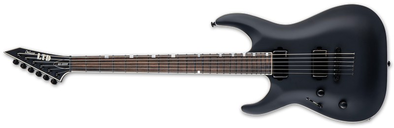 ESP LTD MH-1000 Baritone Left Hand Guitar | Black Satin