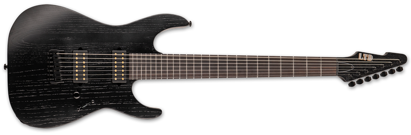 ESP LTD AW-7 Baritone Signature Guitar | Open Grain Black Satin