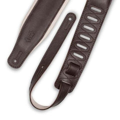 3″ Dark Brown & Cream Garment Leather Guitar Strap
