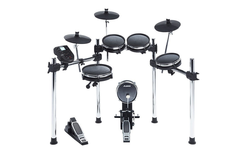 8-piece drum kit with over 300 sounds, all mesh pads, 3-sided chrome rack.