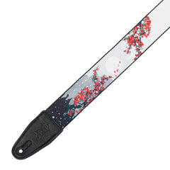 Levys 2"Wide Polyester Guitar Strap | Cherry Blossoms/Snow Motif