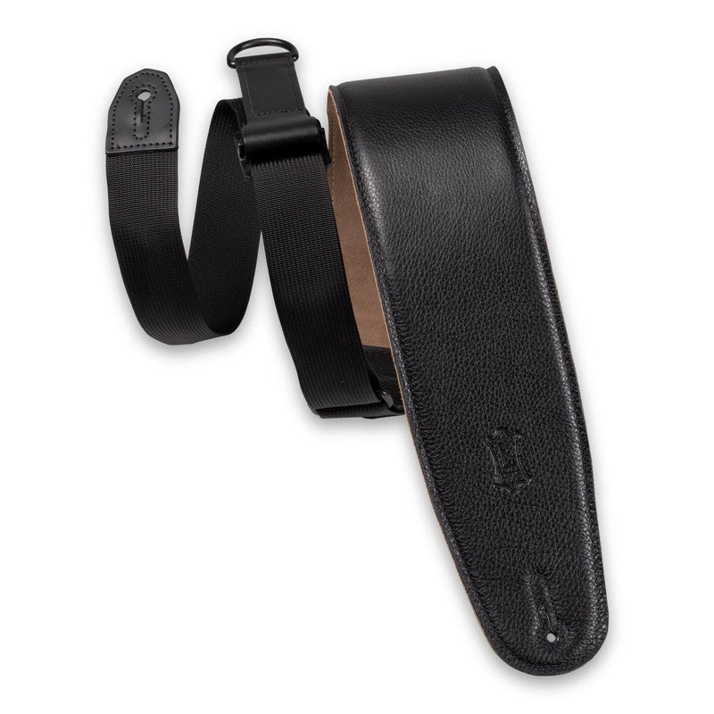 Levys Right Height™ 3.5” Wide Leather Bass Guitar Strap | Black