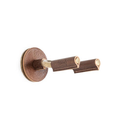 Brass Forged Guitar Hanger w/ Brown Leather
