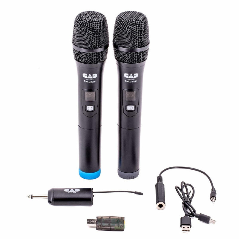 CAD AMS-GXLD2QM Digital Frequency Agile Dual HH Wireless Microphone System with USB and TRS Podcast and Content creator ready adapters.