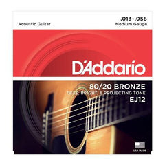 D'Addario 80/20 Bronze Acoustic Guitar Strings Medium | EJ12