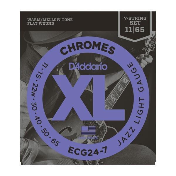 D'Addario Chromes Flat Wound Guitar Strings ECG24-7 - 7 String Jazz Light