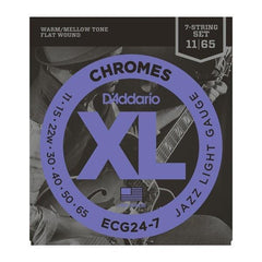 D'Addario Chromes Flat Wound Guitar Strings ECG24-7 - 7 String Jazz Light