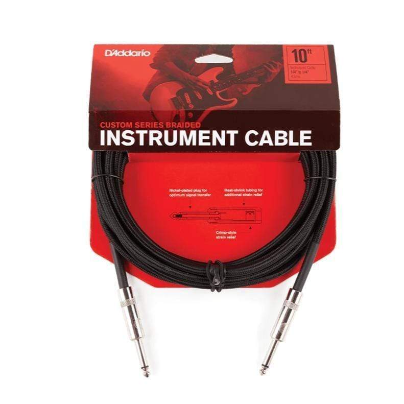 D'Addario Custom Braided Instrument Cable | Black 10 Ft