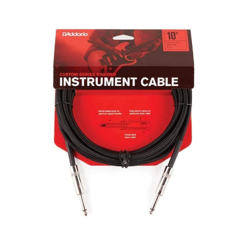 D'Addario Custom Braided Instrument Cable | Black 15 ft