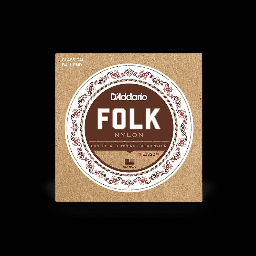 D'Addario EJ32C | Folk Nylon Guitar Strings | Normal Tension Ball End