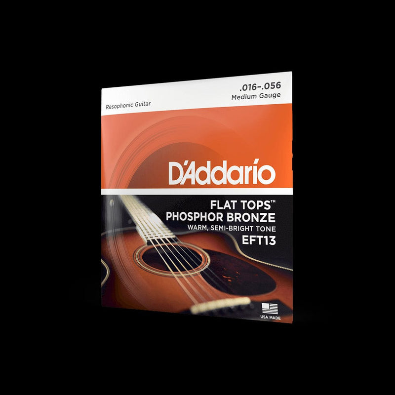 D'Addario Flat Tops Phosphor Bronze Acoustic Guitar Strings, Resophonic Guitar, 16-56 |  EFT13