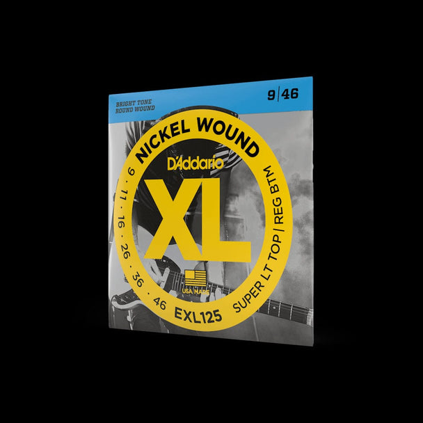 D'Addario Nickel Wound Electric Guitar Strings, Super Light Top/Regular Bottom, 09-46, 3 Sets | EXL125-3D