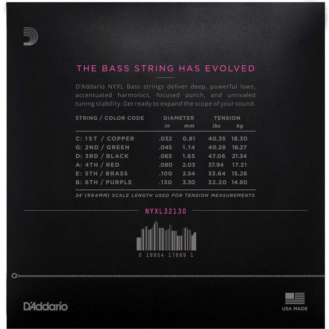 D'Addario NYXL 6-String Bass Guitar Strings | Light