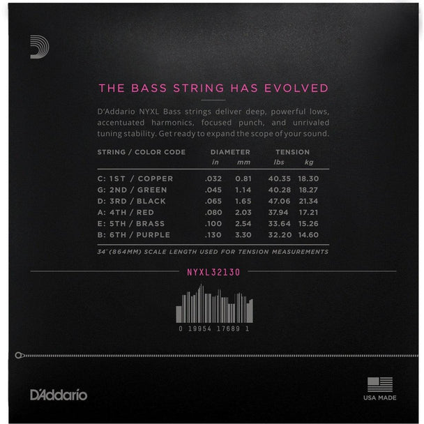D'Addario NYXL 6-String Bass Guitar Strings | Light