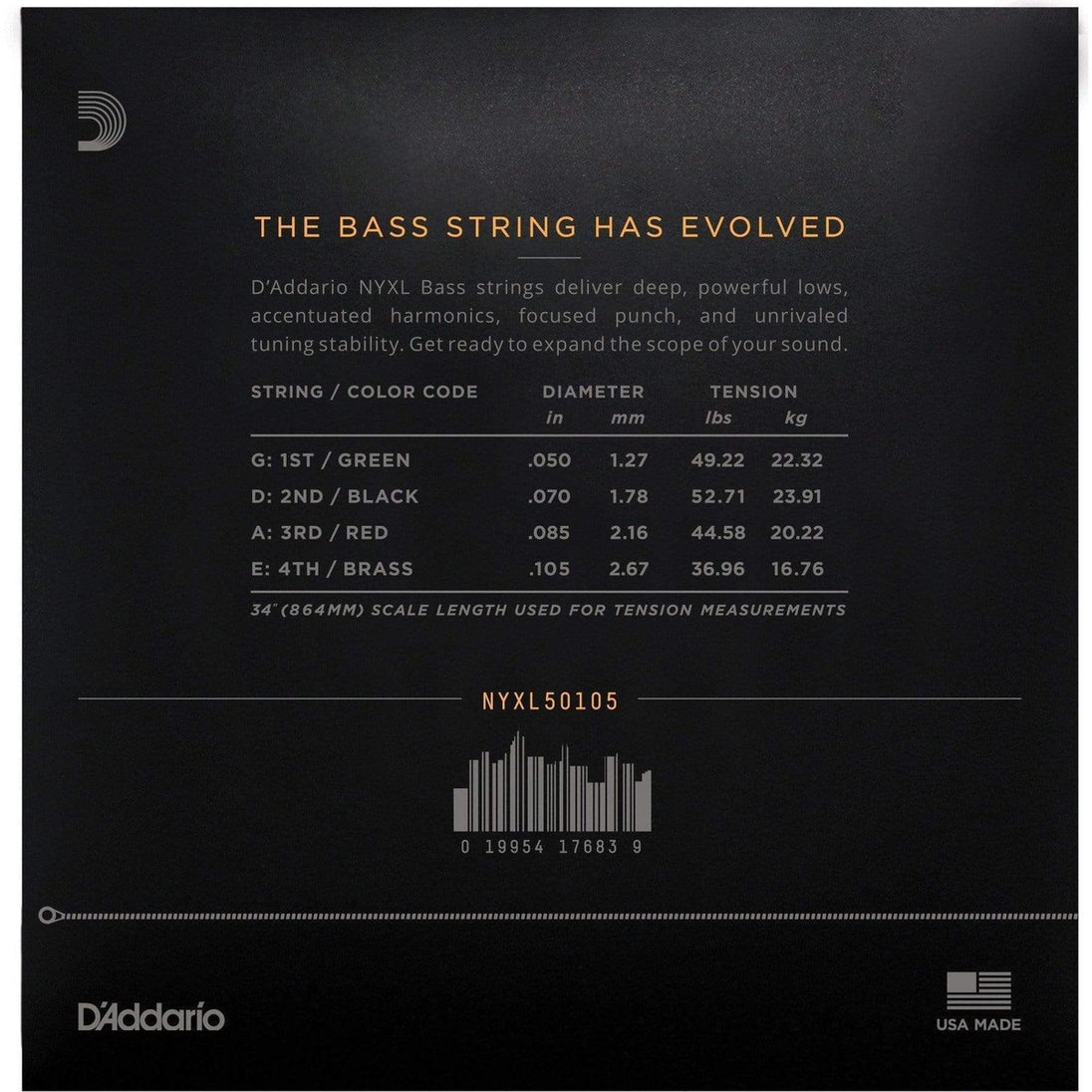 D'Addario NYXL Long Scale Bass Strings | Medium