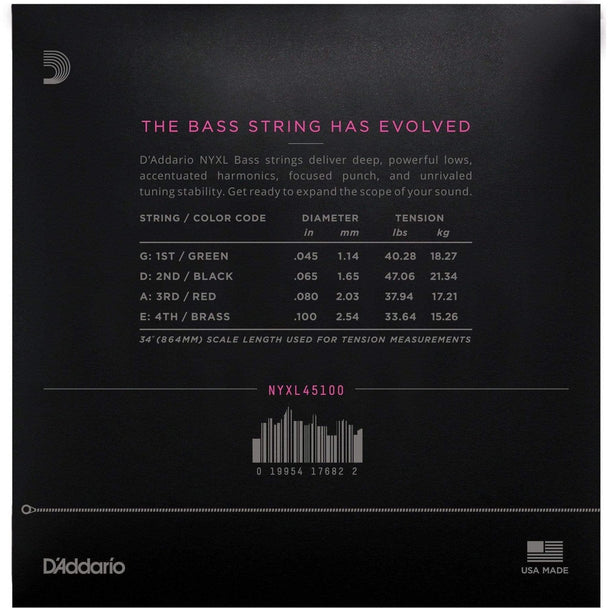 D'Addario NYXL Long Scale Bass Strings | Regular Light