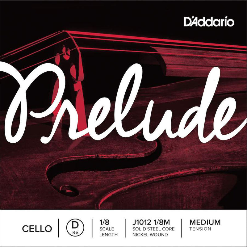 D'Addario Prelude Cello Single D String, 1/8 Scale, Medium Tension