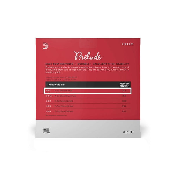 D'Addario Prelude Single Cello A String | Medium Tension | 4/4 Scale