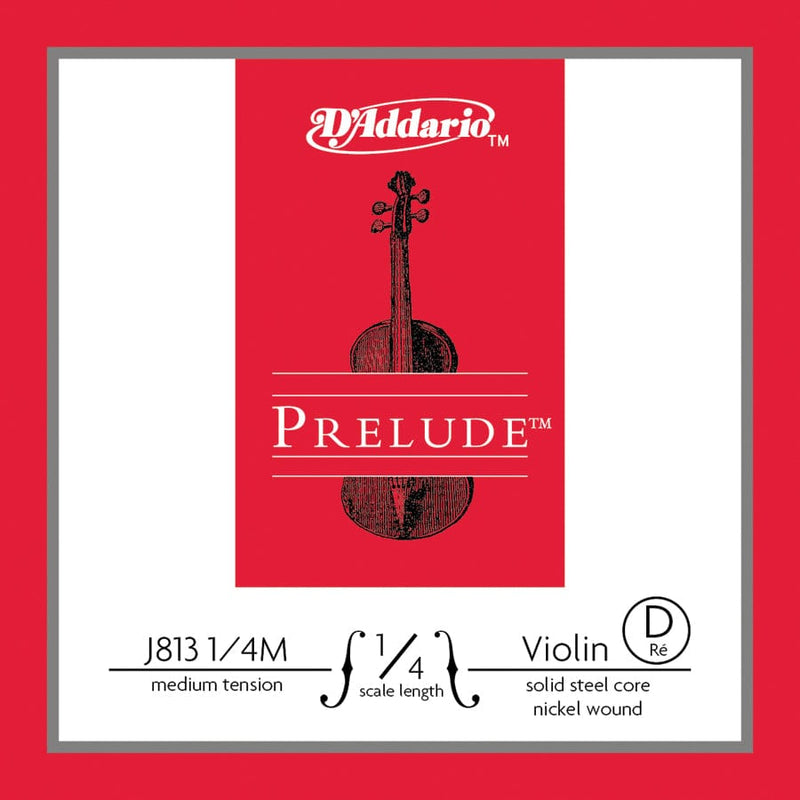 D'Addario Prelude Violin Single D String, 1/4 Scale, Medium Tension