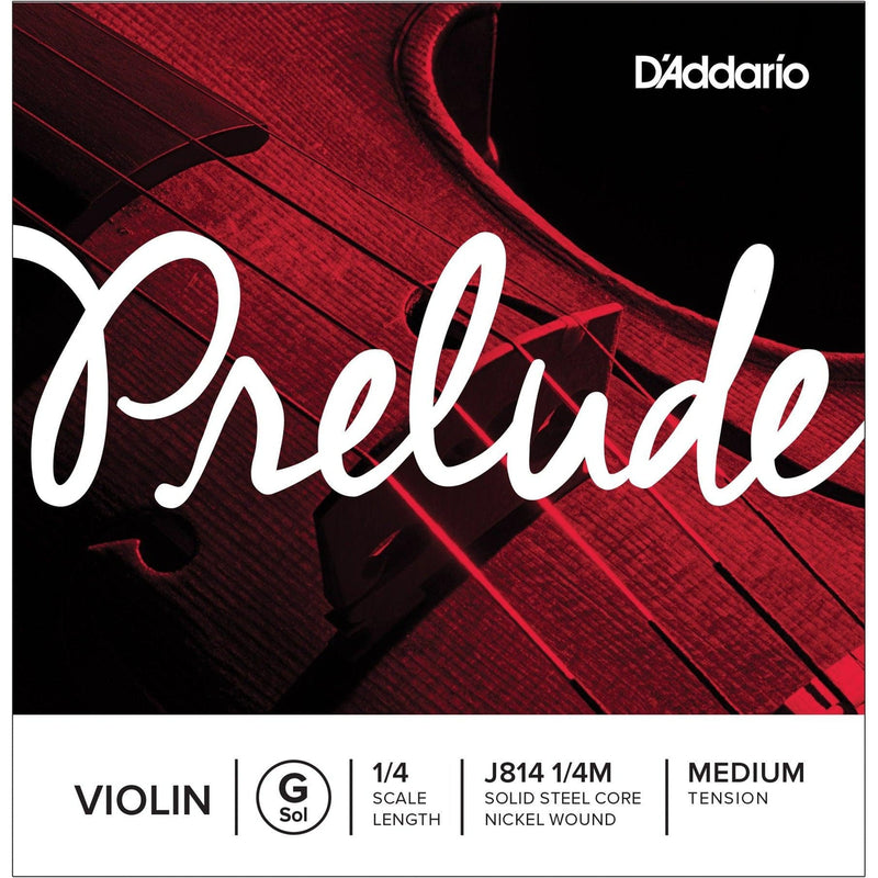 D'Addario Prelude Violin Single G String, 1/4 Scale, Medium Tension